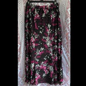 Floral Maxi Skirt Purple/White Flowers Medium